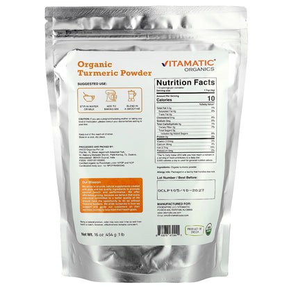 Vitamatic, Organic Turmeric Powder, 16 oz (454 g)