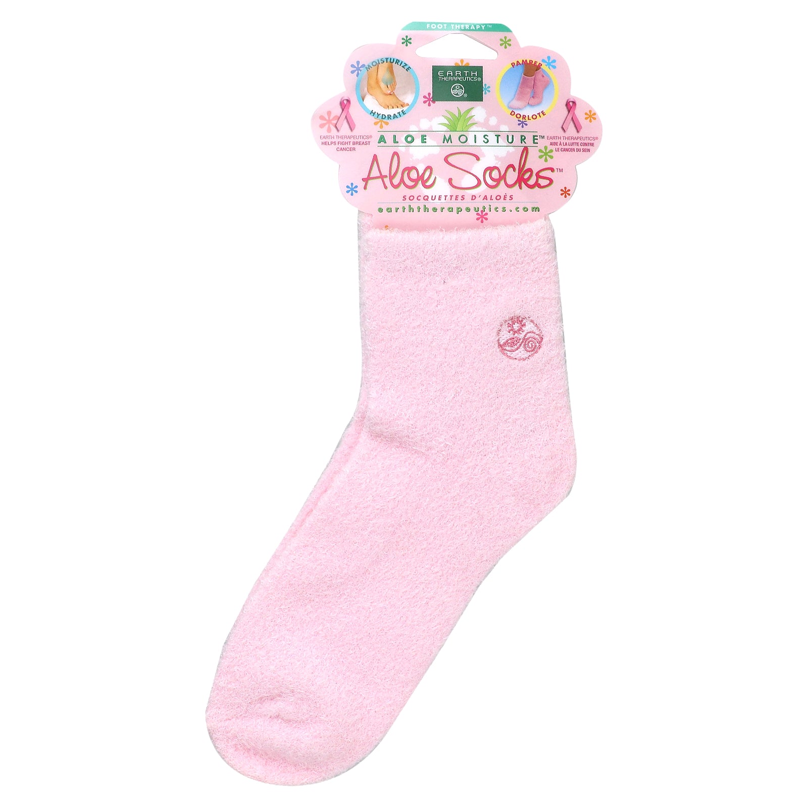 Earth Therapeutics, Aloe Moisture, Aloe Socks, Pink, 1 Pair