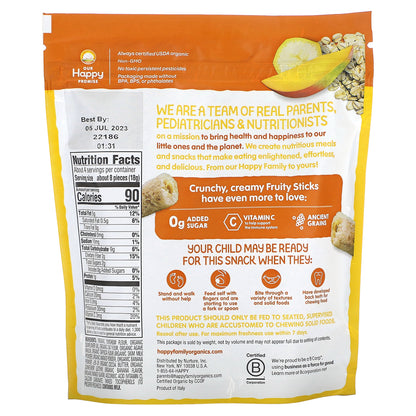 Happy Family Organics, Happy Tot, Fruity Sticks, Organic Banana & Mango, 2.54 oz (72 g)