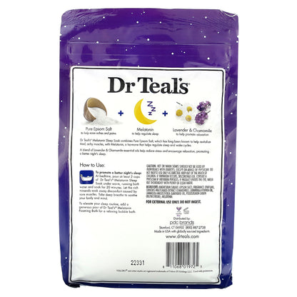 Dr. Teal's, Pure Epsom Salt, Melatonin Sleep Soak With Essential Oil Blend, 3 lbs (1.36 kg)