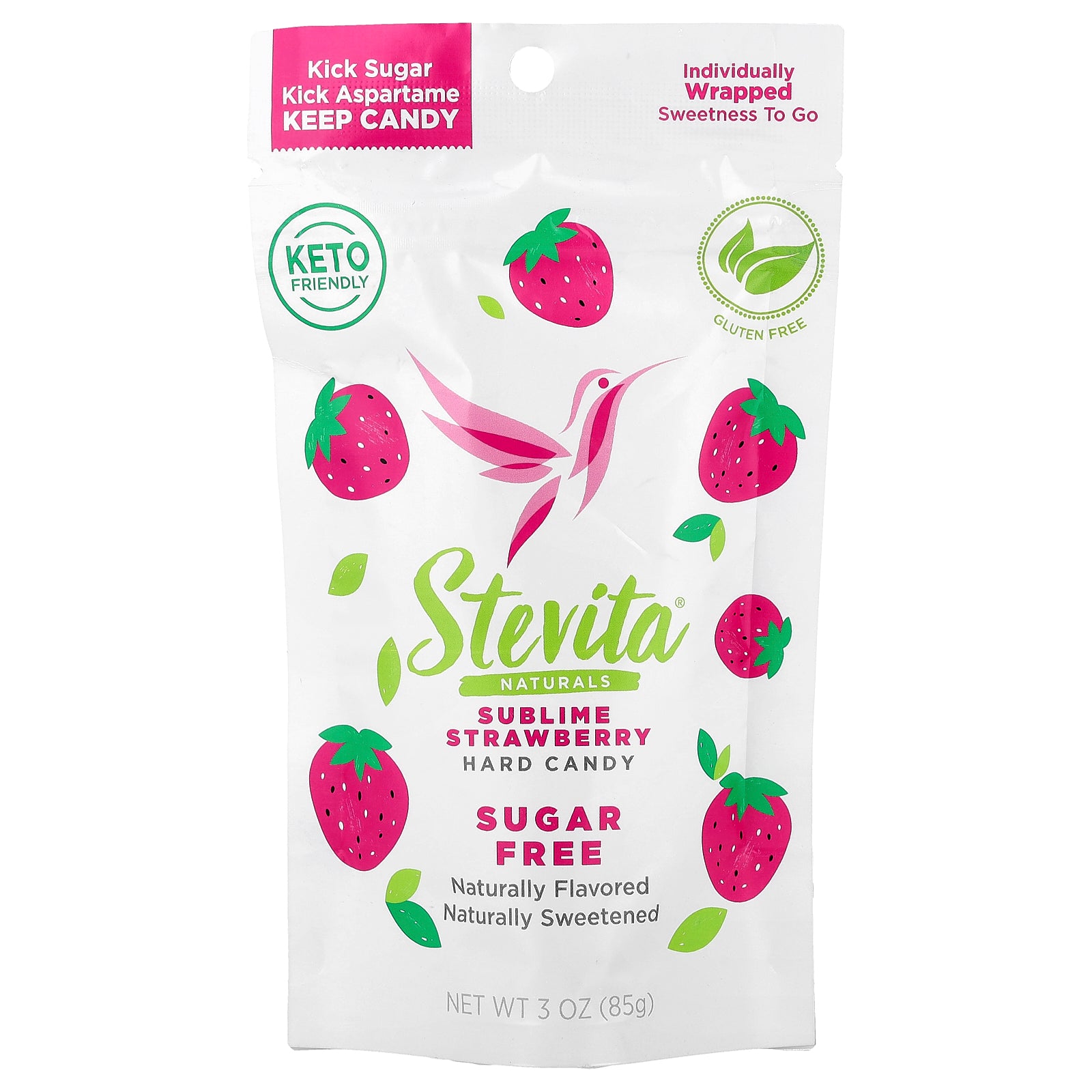 Stevita Naturals, Naturals, Sugar Free Hard Candy, Sublime Strawberry, 3 oz (85 g)