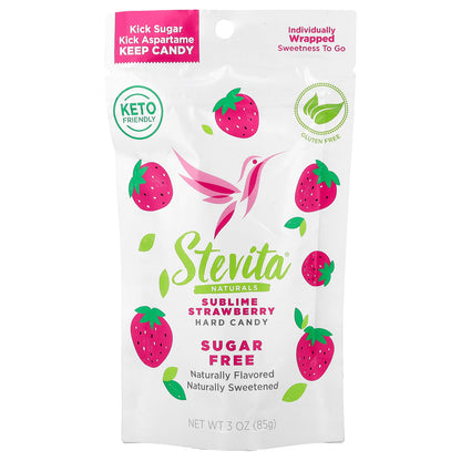 Stevita Naturals, Naturals, Sugar Free Hard Candy, Sublime Strawberry, 3 oz (85 g)