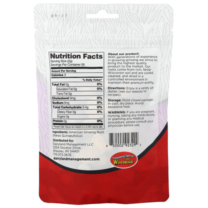 Dairyland Ginseng, American Ginseng Slices, 4 oz