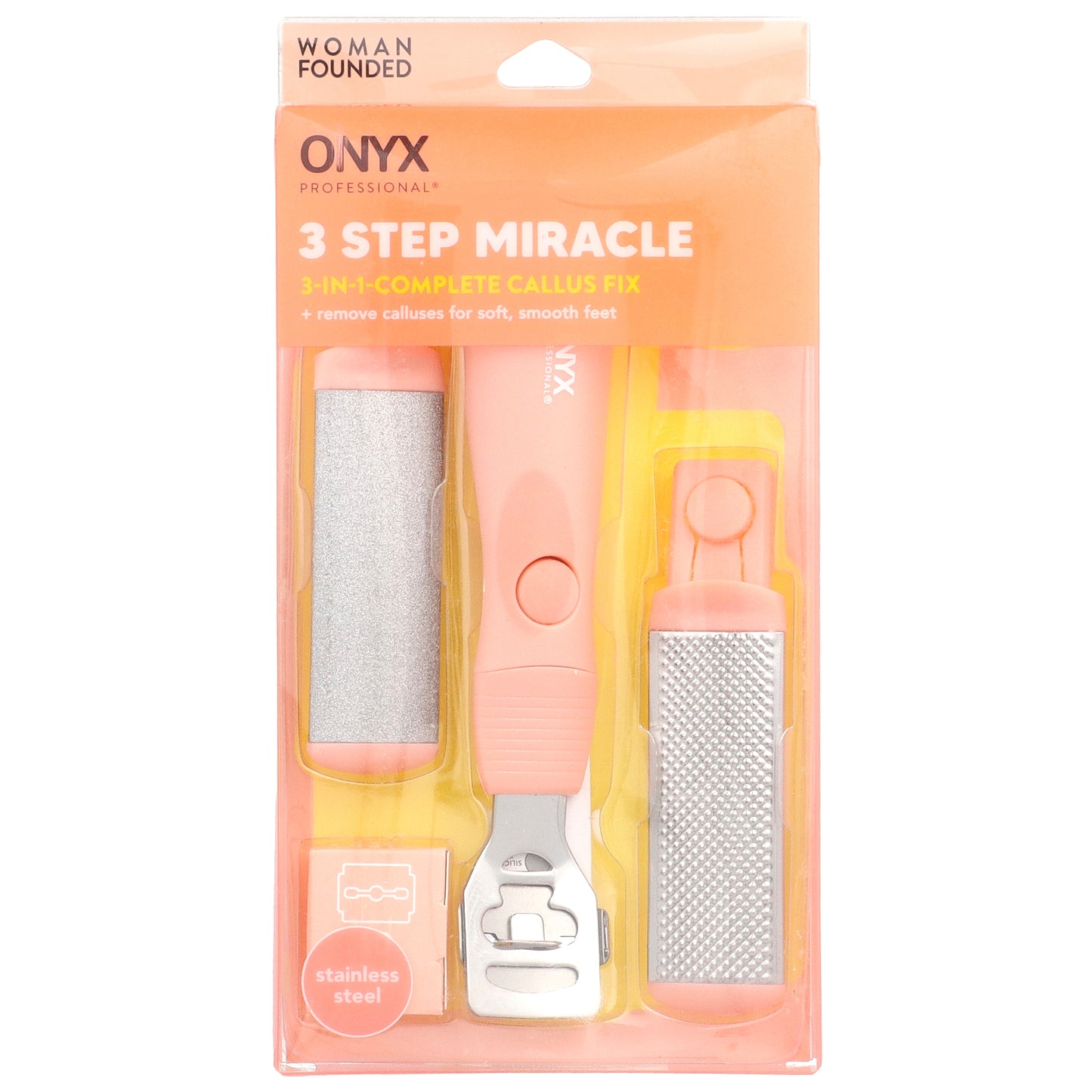 Onyx Professional, 3 Step Miracle, 3-In-1 Complete Callus Fix , 4 Piece Kit