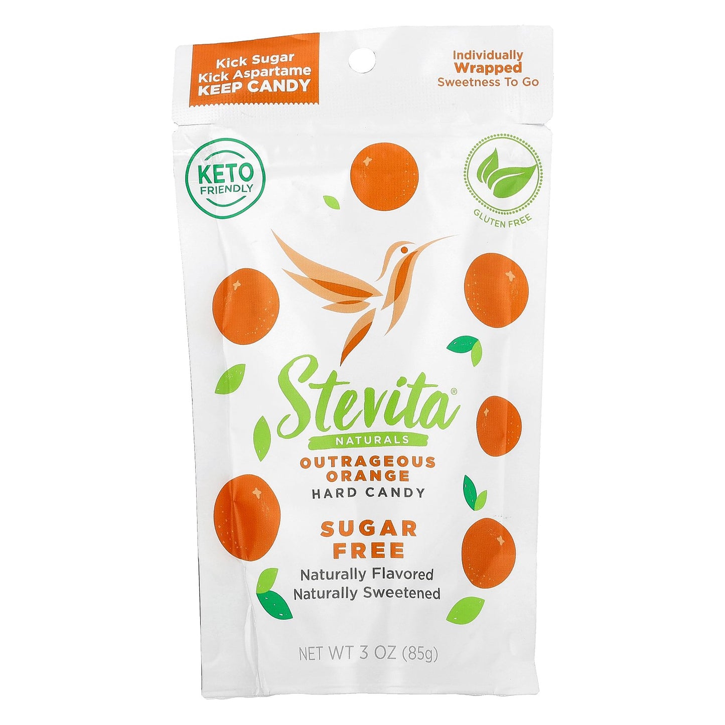 Stevita Naturals, Naturals, Sugar Free Hard Candy, Outrageous Orange, 3 oz (85 g)