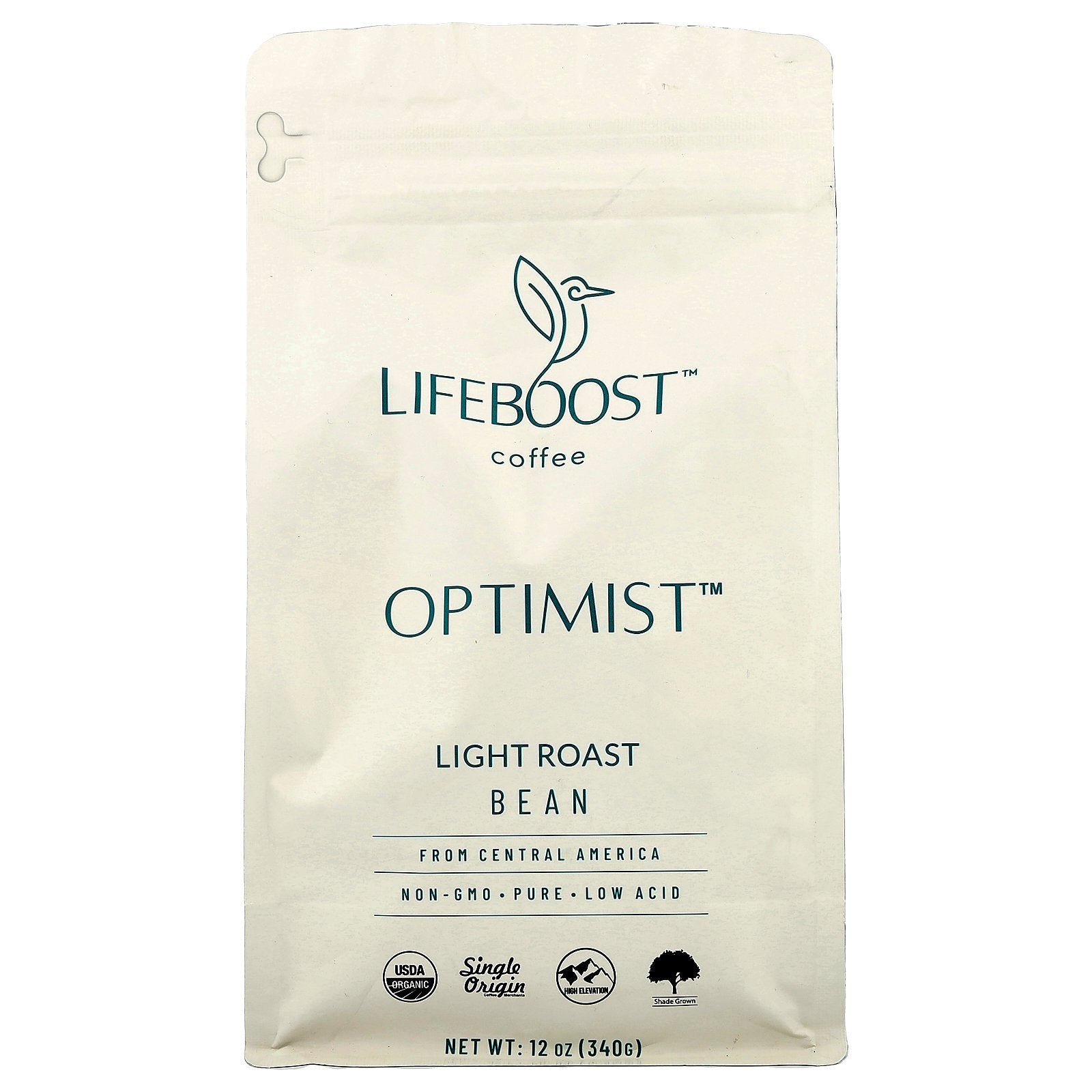 Lifeboost, Coffee, Optimist™, Bean, Light Roast, 12 oz (340 g)