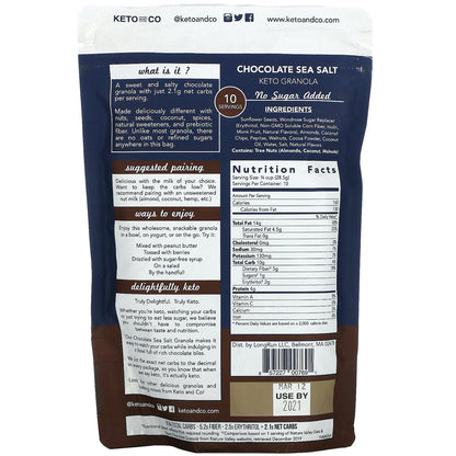 Keto and Co, Keto Granola, Chocolate Sea Salt, 10 oz (285 g)