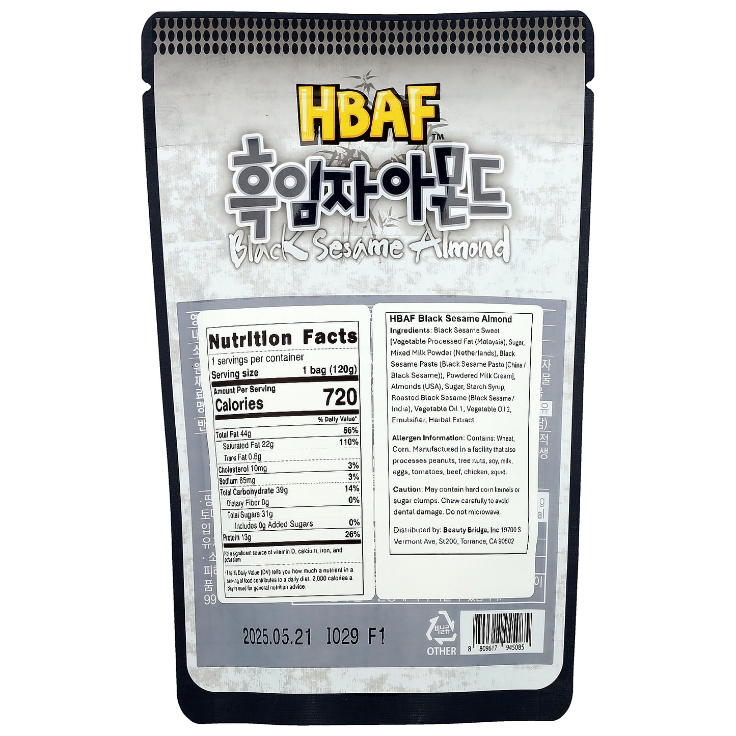 HBAF, Black Sesame Almond, 120 g