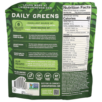 Laird Superfood, Prebiotic Daily Greens, 14.8 oz (420 g)