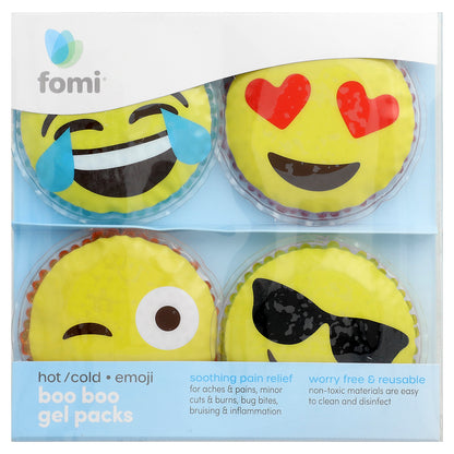 FOMI, Hot/Cold Boo Boo Gel Packs, Emoji, 4 Pack