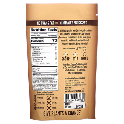 Coconut Cloud, Vegan Chai Tea Latte , 7 oz (198 g)