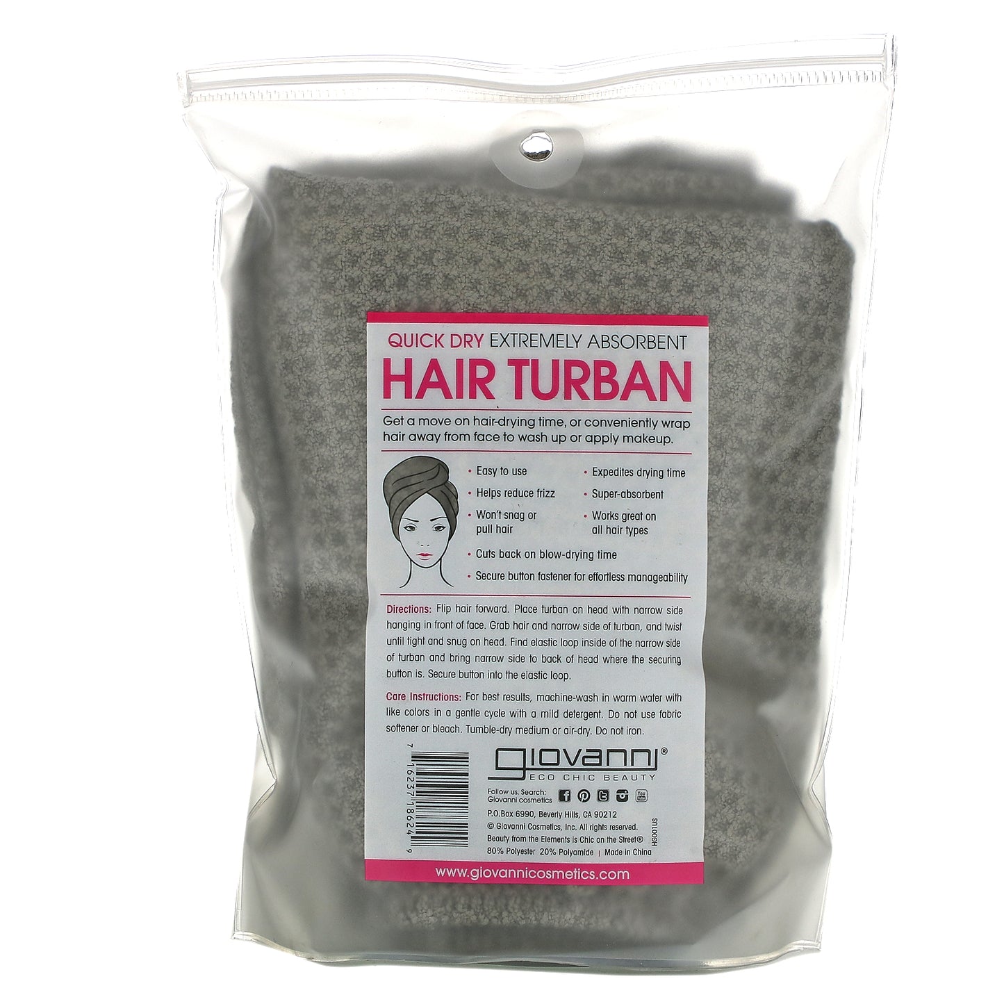 Giovanni, Quick Dry Hair Turban, 1 Hair Turban