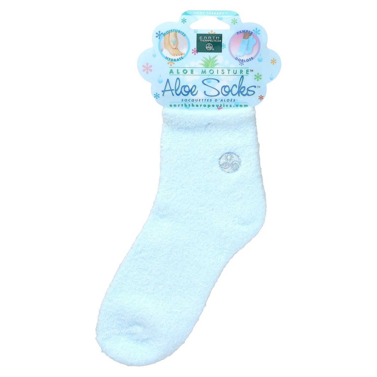 Earth Therapeutics, Aloe Moisture, Aloe Socks, Blue, 1 Pair