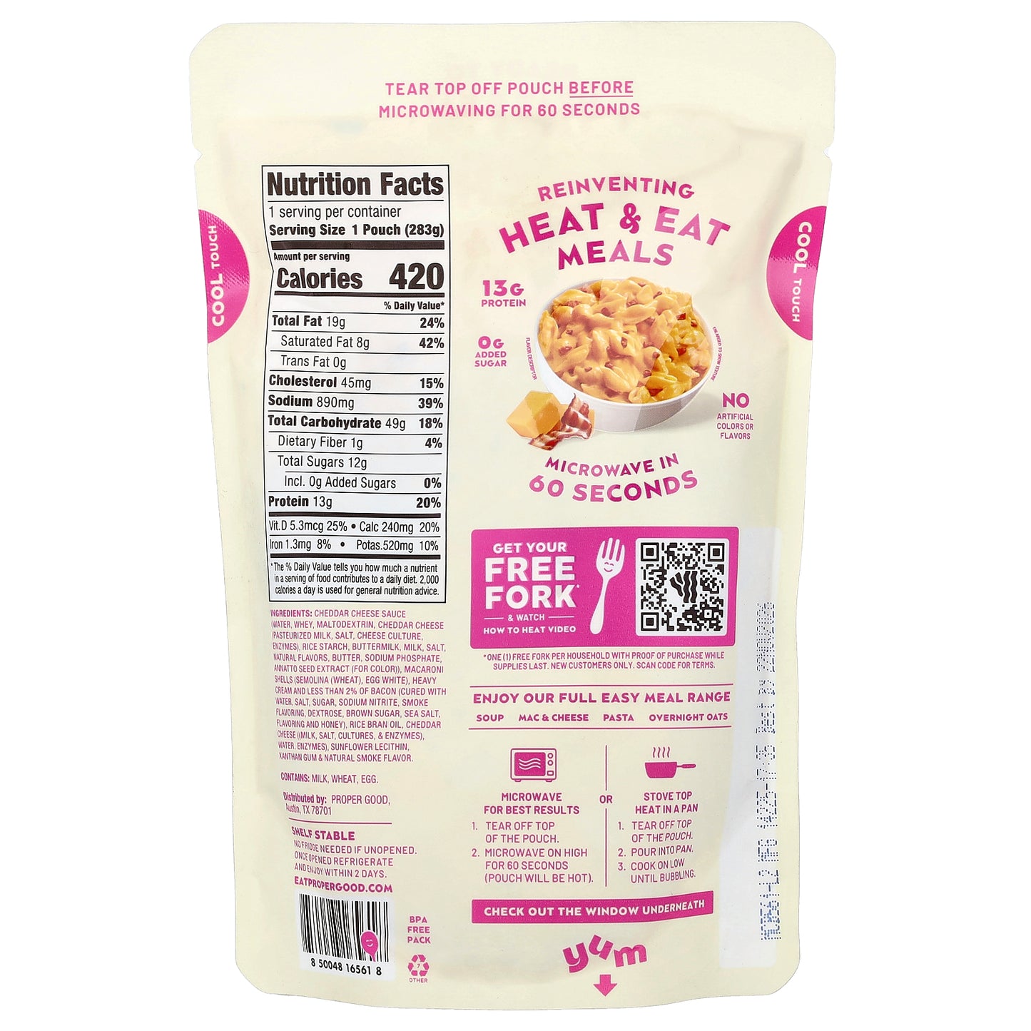 Proper Good, Mac & Cheese, Bacon Cheddar, 10 oz (283 g)