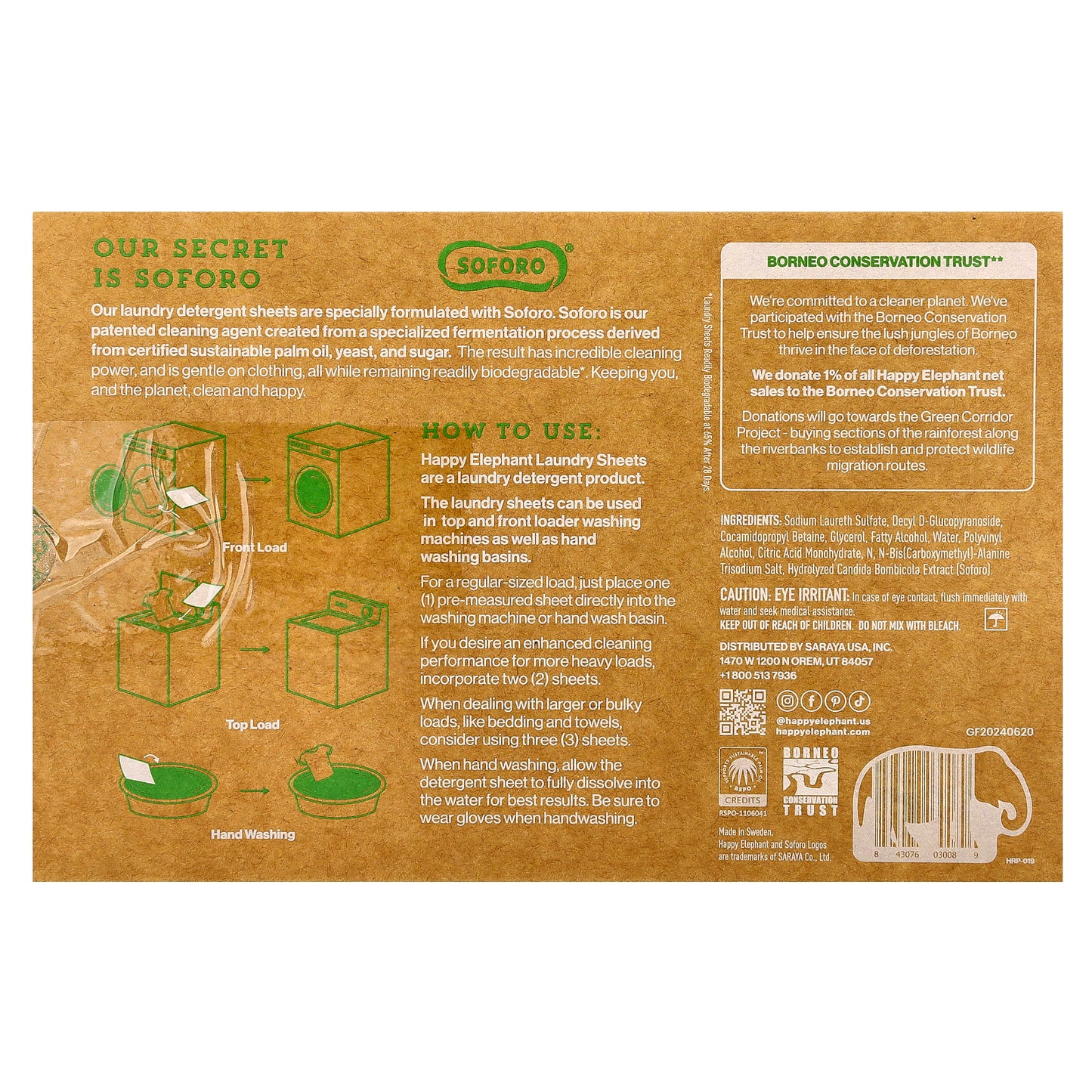 Happy Elephant, Laundry Sheets, Fragrance Free, 62 Sheets, 5.82 oz (165 g)