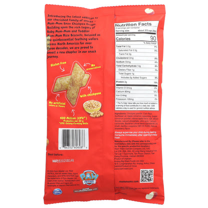 Hot Kid, Mum-Mum Snax™, Chickpea Crisps, Paw Patrol™, Ages 2+, Apple Cinnamon, 2.12 oz (60 g)