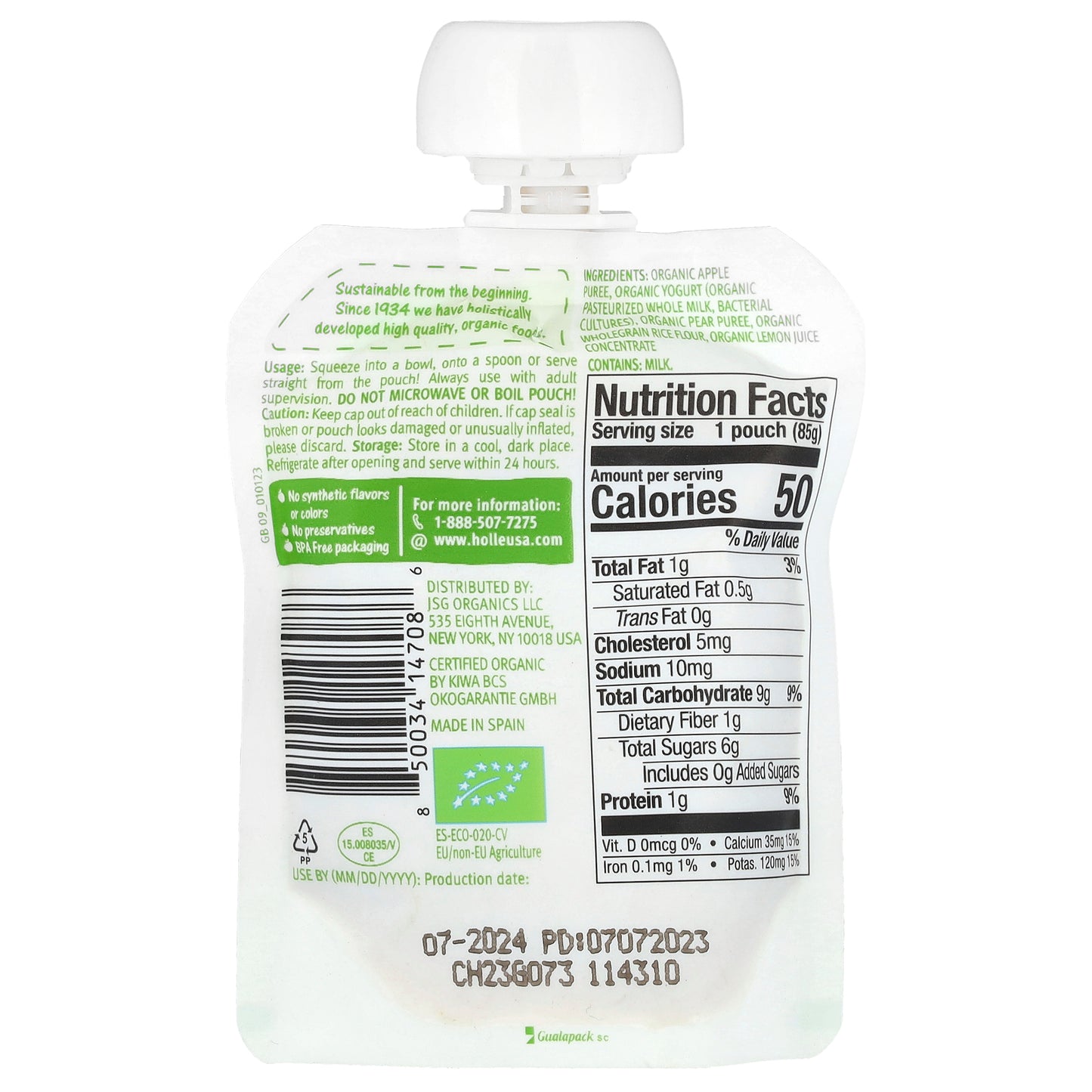 Holle, Organic Yogurt With Apple & Pear, 8+ Months, 3 oz (85 g)