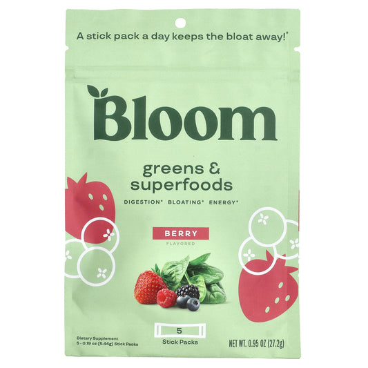 Bloom, Greens & Superfoods, Berry , 5 Stick Packs, 0.19 oz (5.44 g) Each