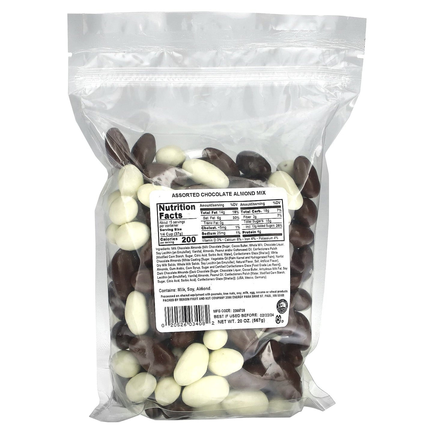 Bergin Fruit and Nut Company, Almond Mix, Assorted Chocolate , 20 oz (567 g)