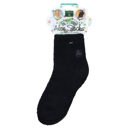 Earth Therapeutics, Aloe Moisture, Aloe Socks, Black, 1 Pair