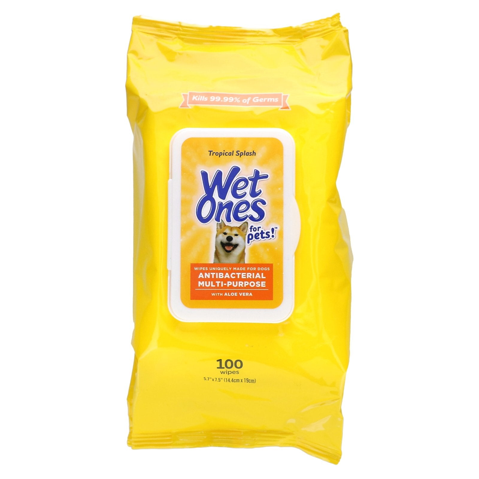 Wet Ones, For Pets!, Antibacterial Multi-Purpose Wipes, For Dogs, Tropical Splash, 100 Wipes