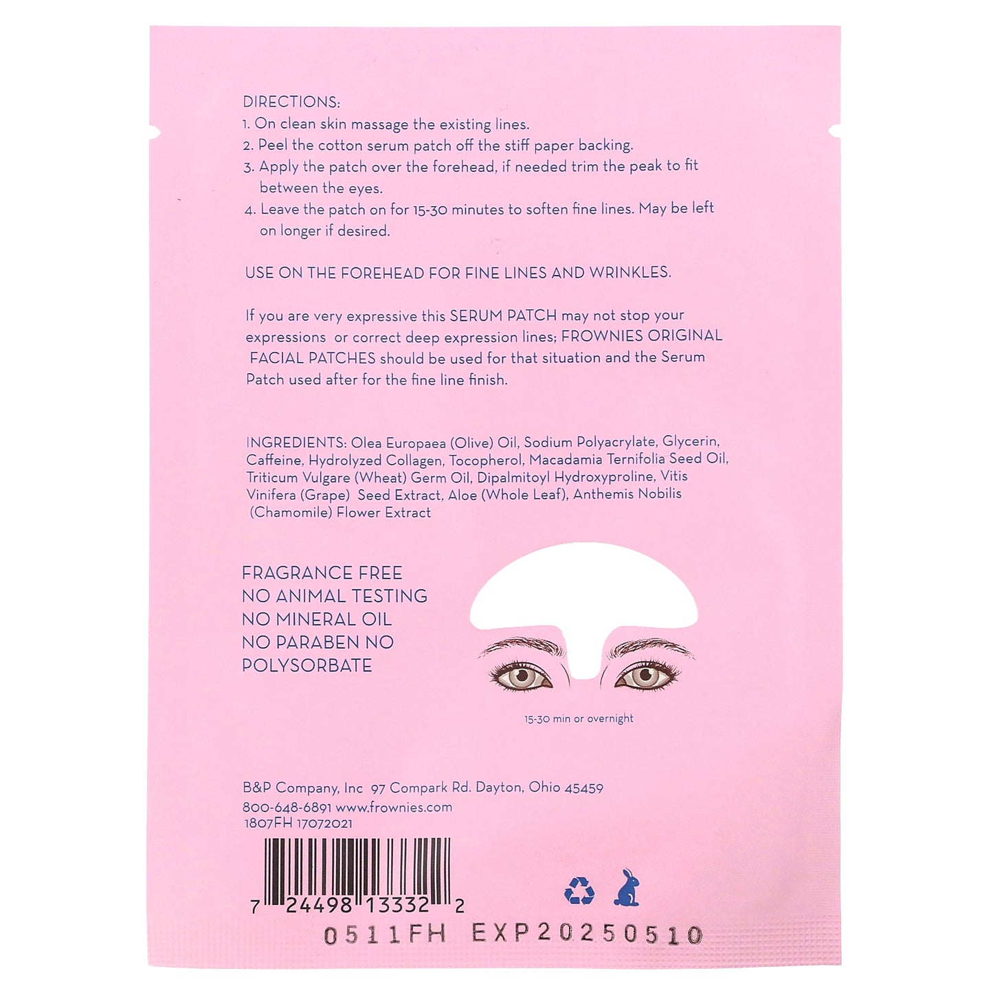 Frownies, Cotton Soft, Forehead Serum Patch, 1  Patch