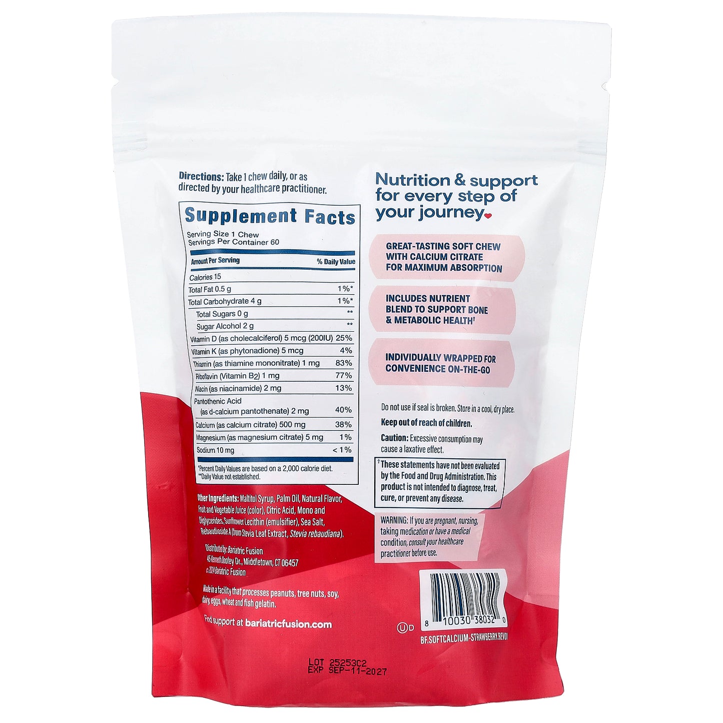 Bariatric Fusion, Calcium Soft Chew, Strawberry Blast, 60 Soft Chews