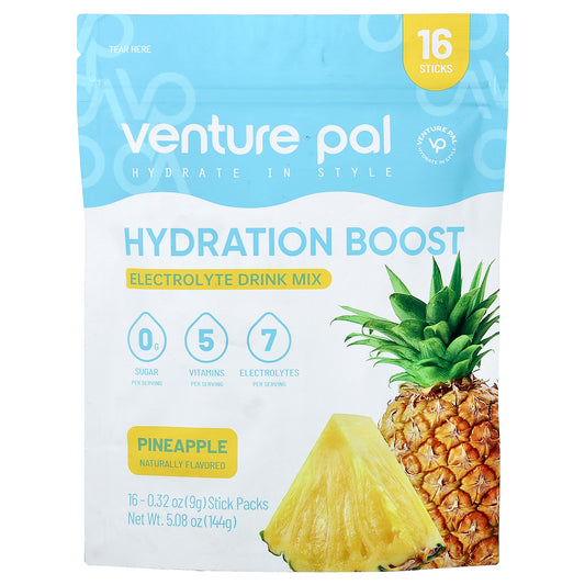 Venture Pal, Hydration Boost, Electrolyte Drink Mix, Pineapple, 16 Stick Packs, 0.32 oz (9 g) Each