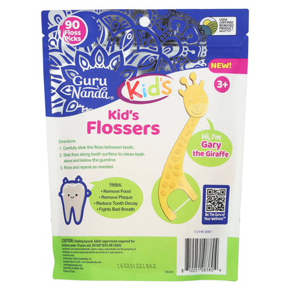 GuruNanda, Kids, Kid's Flossers, Ages 3+, Mixed Berries With Flouride, 90 Floss Picks