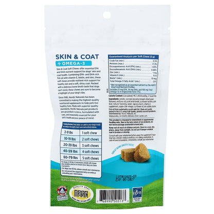 Nordic Naturals, Skin & Coat + Omega-3, For Dogs, Bone Broth, 30 Soft Chews, 5.29 oz (150 g)