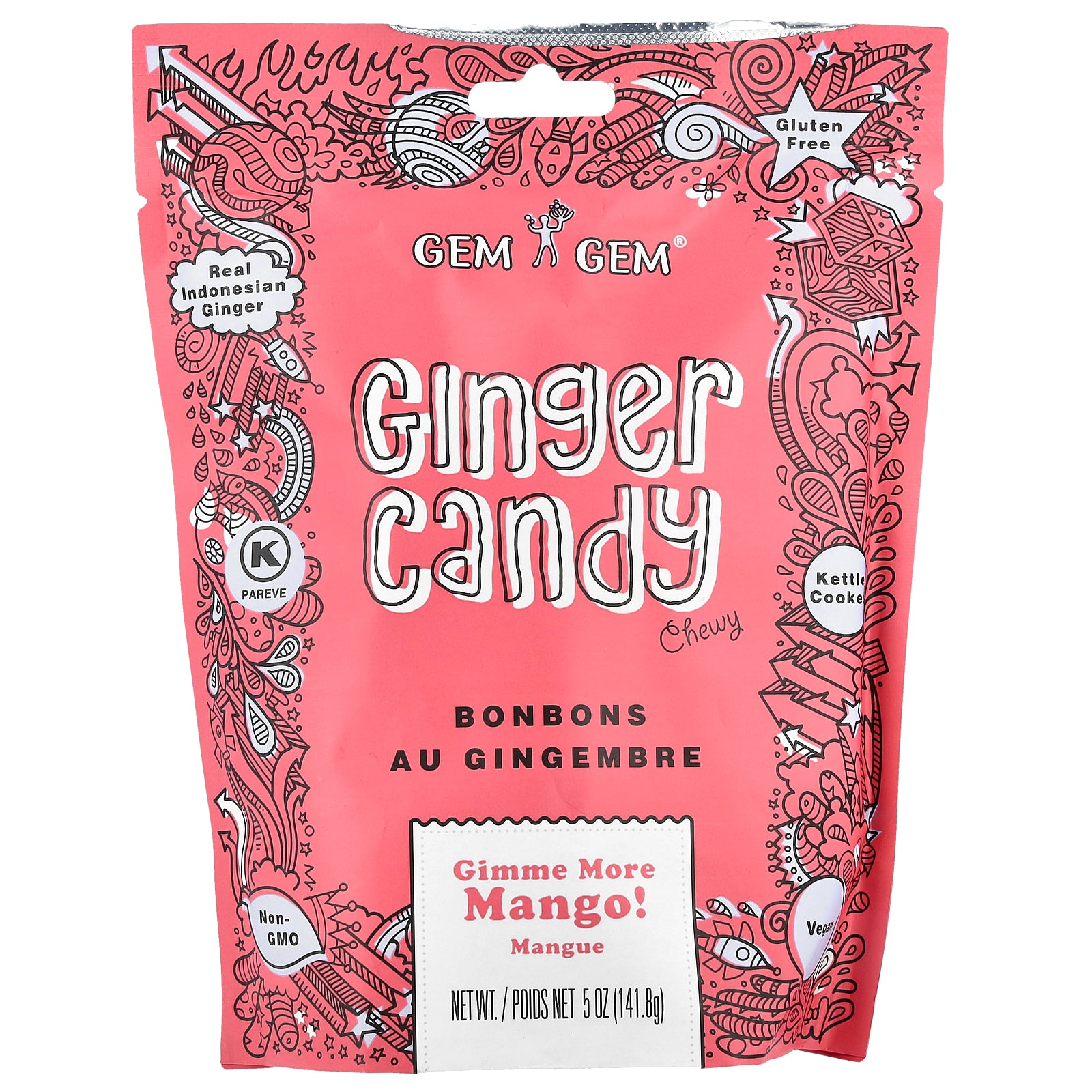 Jayone, Chewy Ginger Candy, Gimme More Mango!, 5 oz (141.8 g)