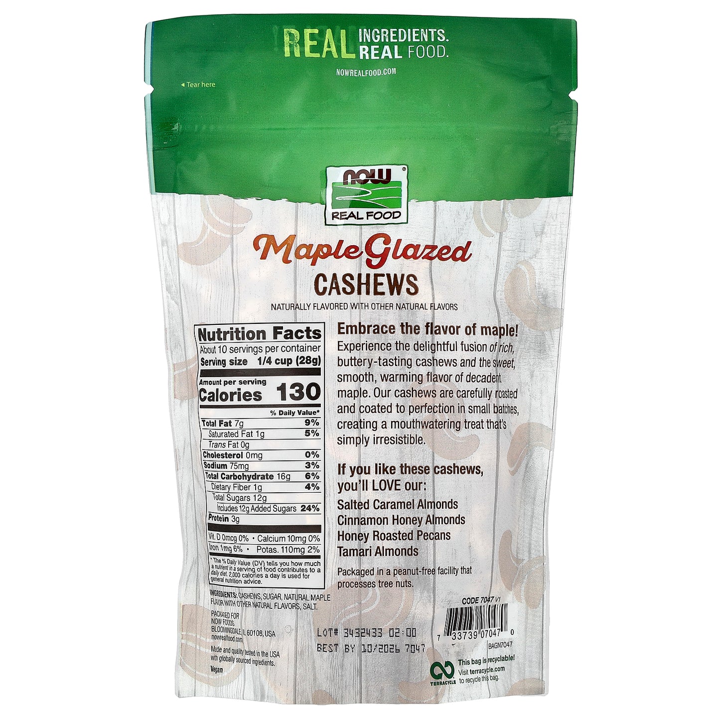 NOW Foods, Maple Glazed Cashews, 10 oz (284 g)