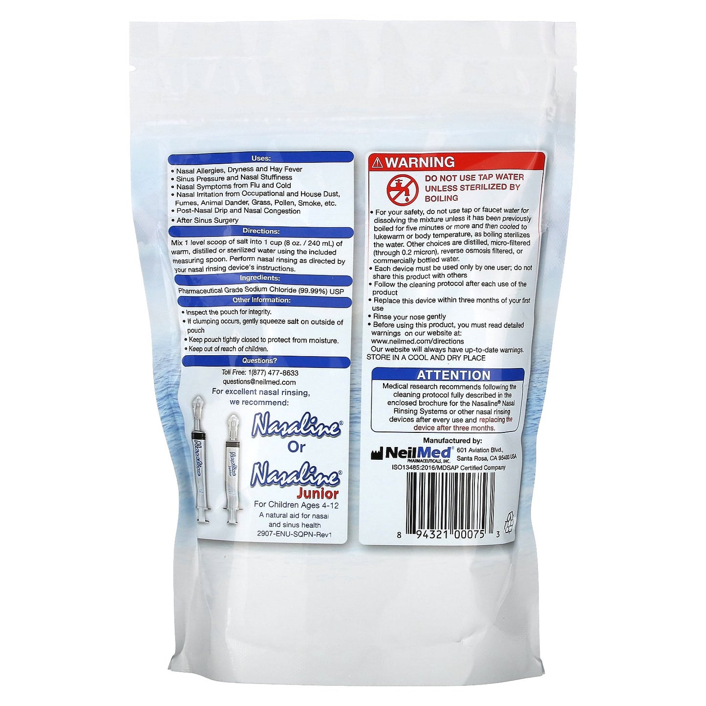 Squip, Nasaline, Saline Solution Salt, 1.5 lbs (680.3 g)