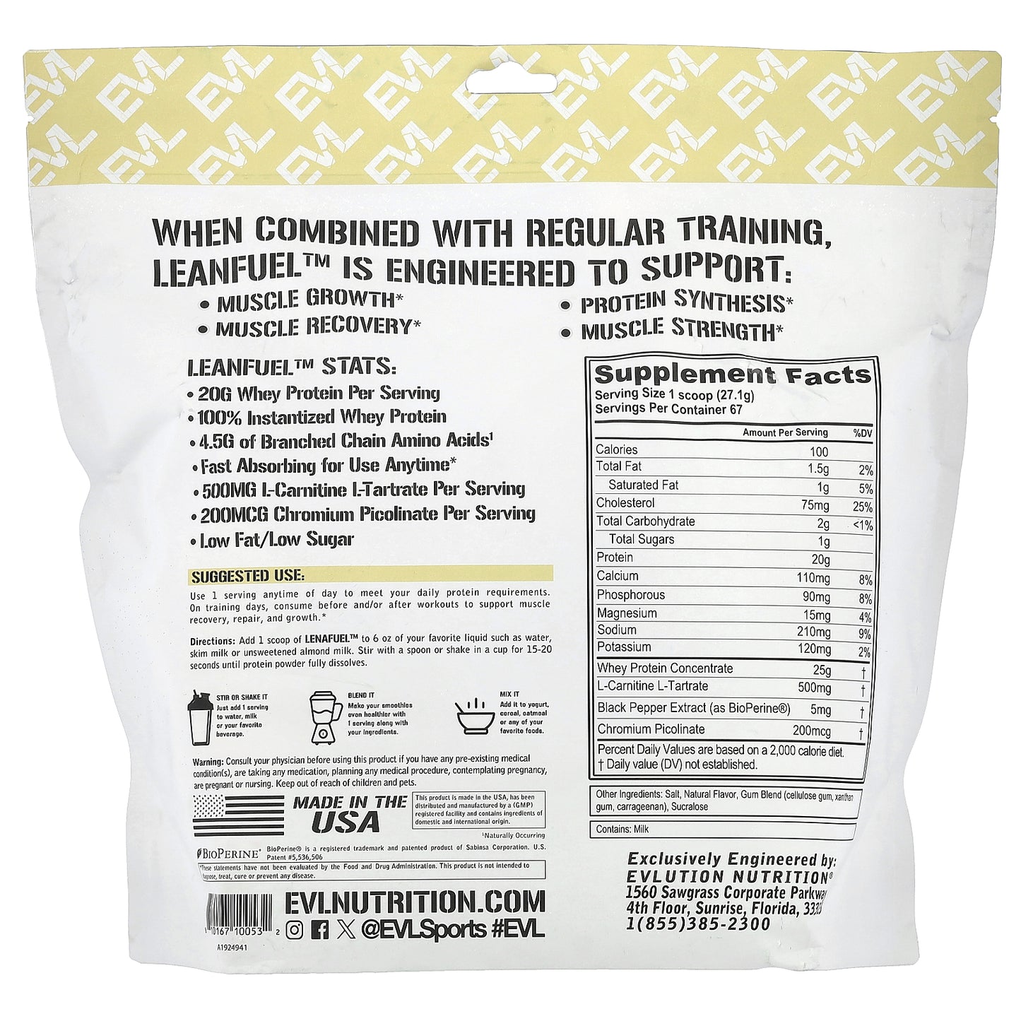 EVLution Nutrition, LeanFuel™, Vanilla Ice Cream, 4 lb (1.81 kg)