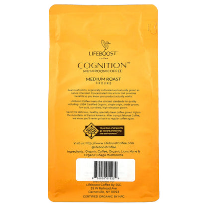 Lifeboost, Cognition™, Mushrooms + Coffee, Ground, Medium Roast, 12 oz (340 g)