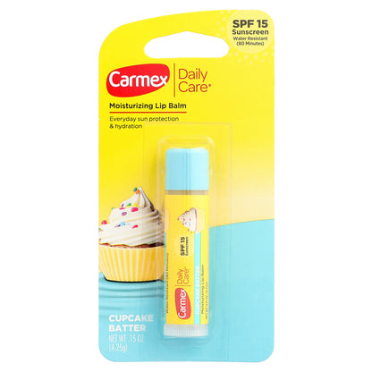 Carmex, Daily Care™, Moisturizing Lip Balm, SPF 15, Cupcake Batter, 0.15 oz (4.25 g)