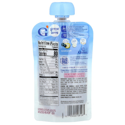 Gerber, Fruit Puree, Yogurt & Whole Grains, 12+ Months, Banana Blueberry, 3.5 oz (99 g)