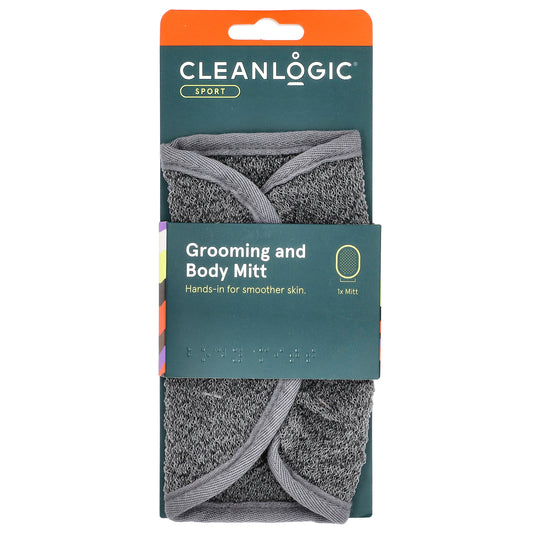 Cleanlogic, Sport, Grooming and Body Mitt, Gray, 1 Count