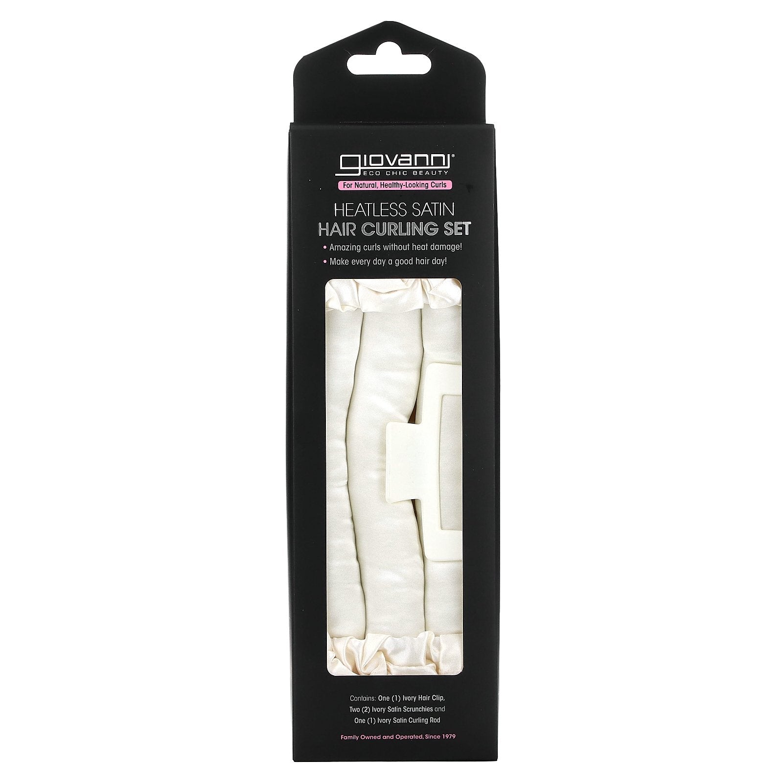 Giovanni, Heatless Satin, Hair Curling Set, Ivory, 4 Pieces