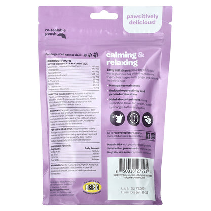 Ready Pet Go, Calming & Relaxing, For Dogs, All Ages, Bacon & Cheese, 60 Soft Chews, 8.5 oz (240 g)