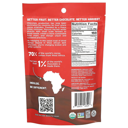 Mavuno Harvest, Dried Organic Mango, Dark Chocolate Dipped , 3 oz (84 g)