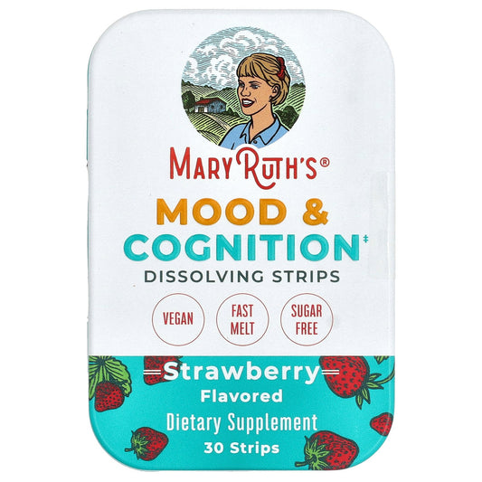 MaryRuth's, Mood & Cognition Dissolving Strips, Strawberry, 30 Strips