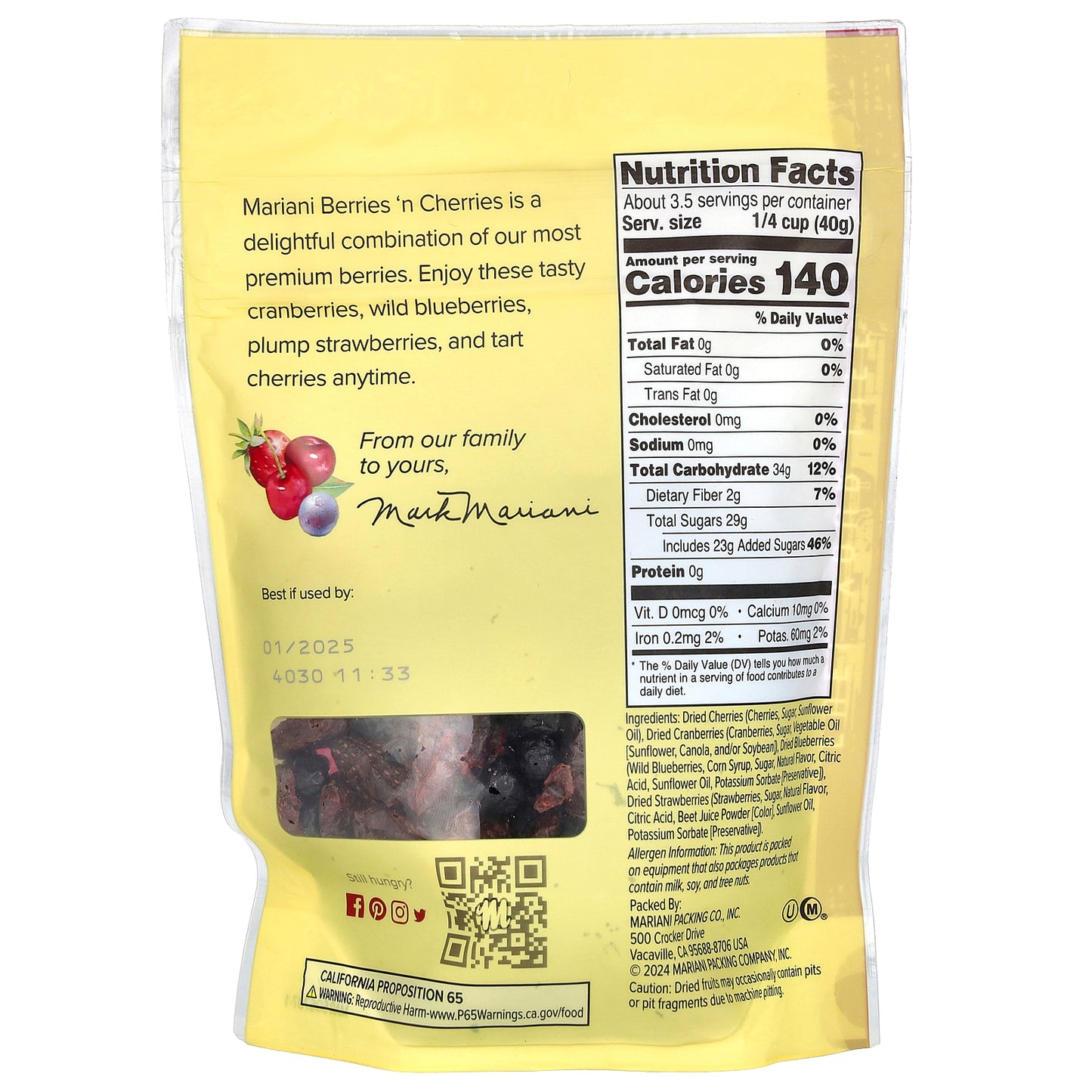 Mariani Dried Fruit, Sweetened Dried Berries 'n Cherries, 5 oz (142 g)