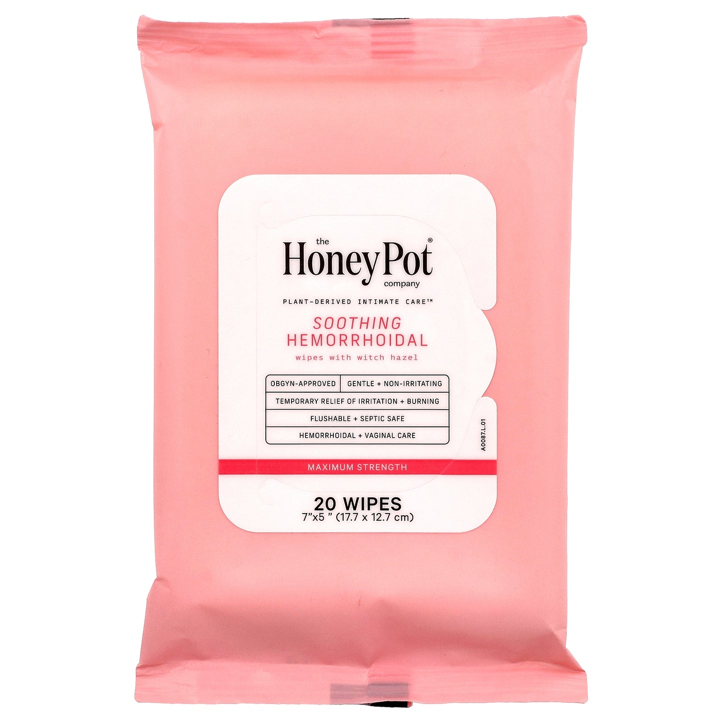 The Honey Pot Company, Soothing Hemorrhoidal Wipes, Maximum Strength, 20 Wipes
