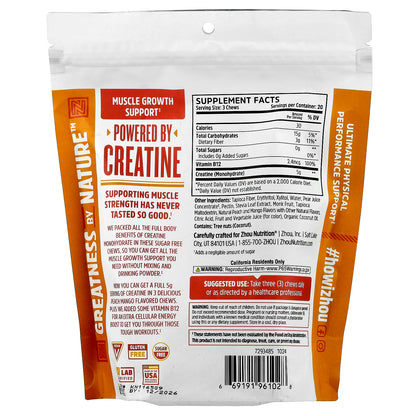Zhou Nutrition, Creatine Chews, Peach Mango, 60 Chews
