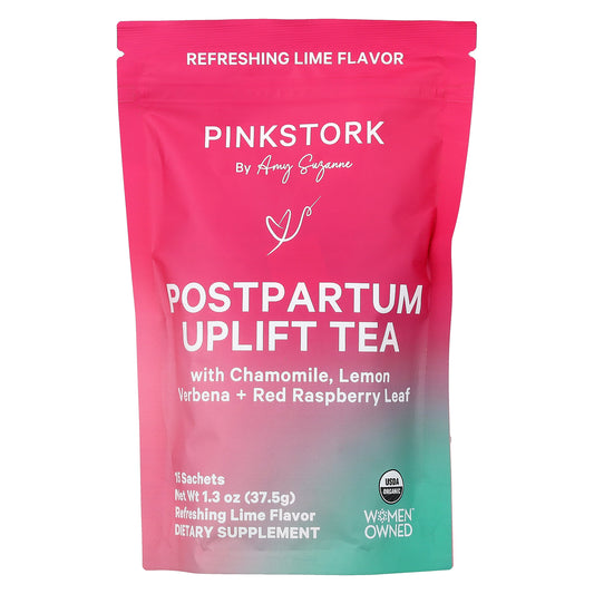 Pink Stork, Postpartum Uplift Tea, Refreshing Lime, 15 Sachets, 1.3 oz (37.5 g)