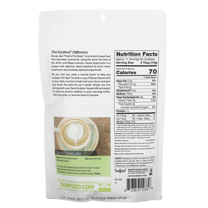 Sunfood, Organic Cacao Superlatte, 6 oz (170 g)