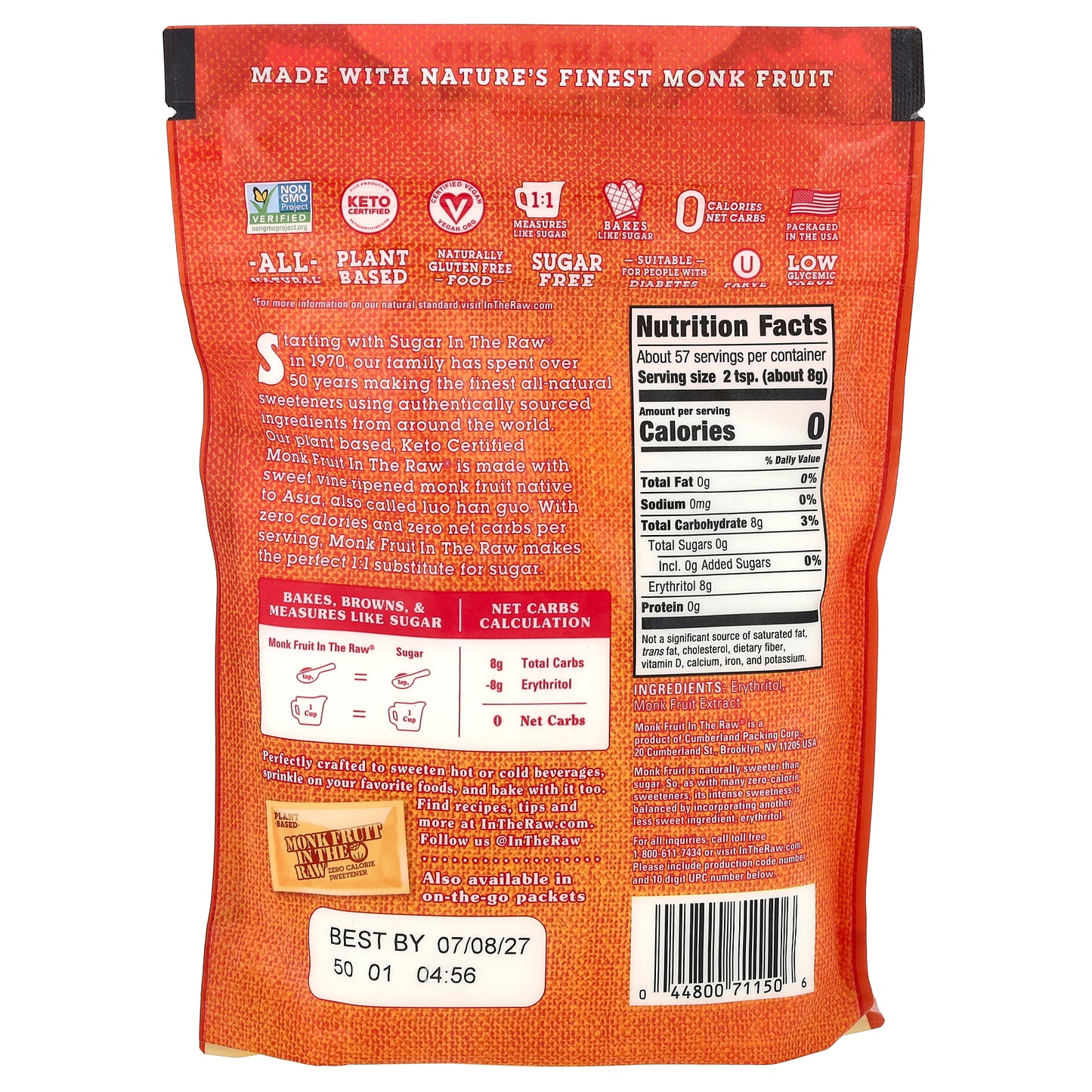 In the Raw, Monk Fruit In The Raw®, Zero Calorie Sweetener, 16 oz (454 g)