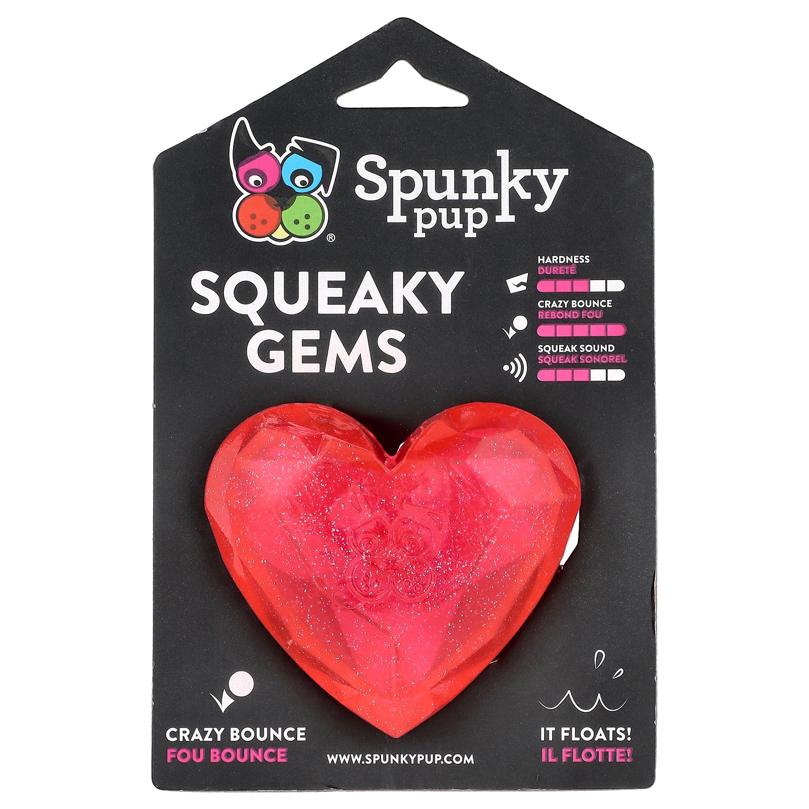 Spunky Pup, Squeaky Gems, Heart, 1 Toy