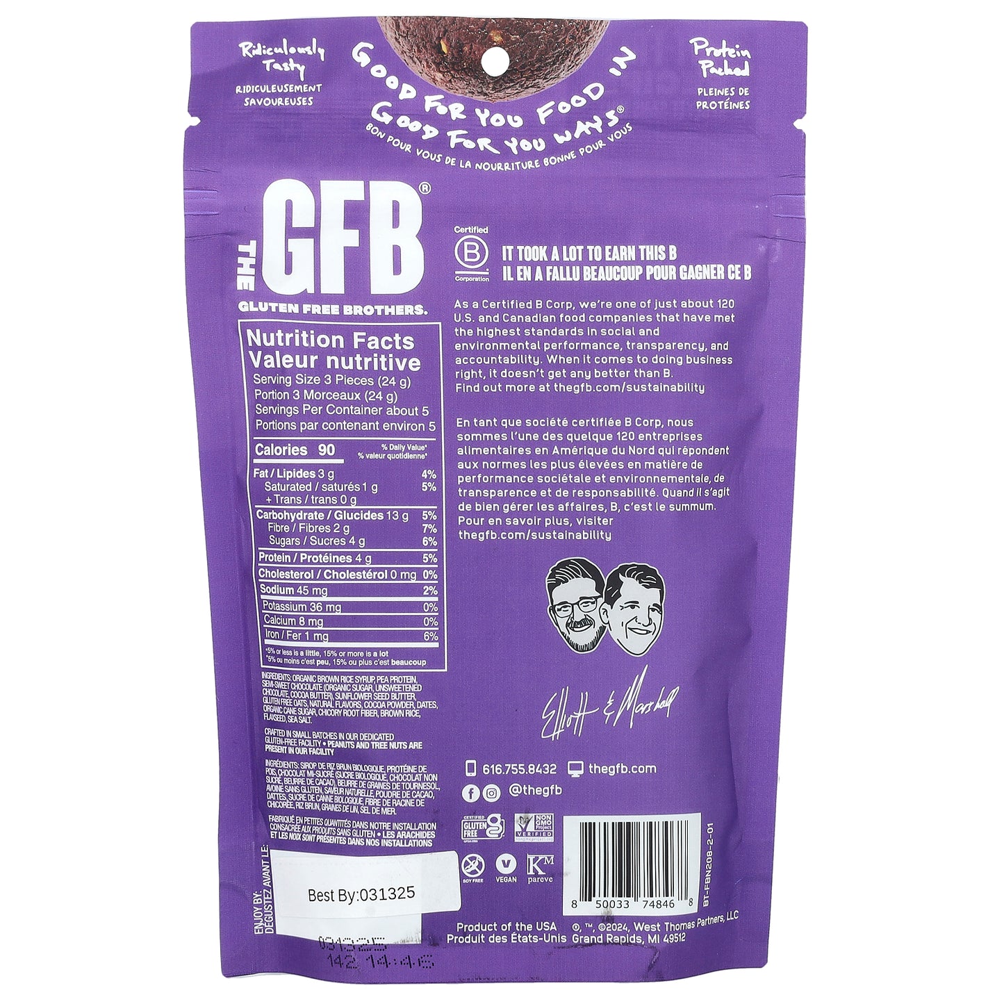 The GFB, Gluten Free Cookie Bites, Fudge Brownie, 113 g